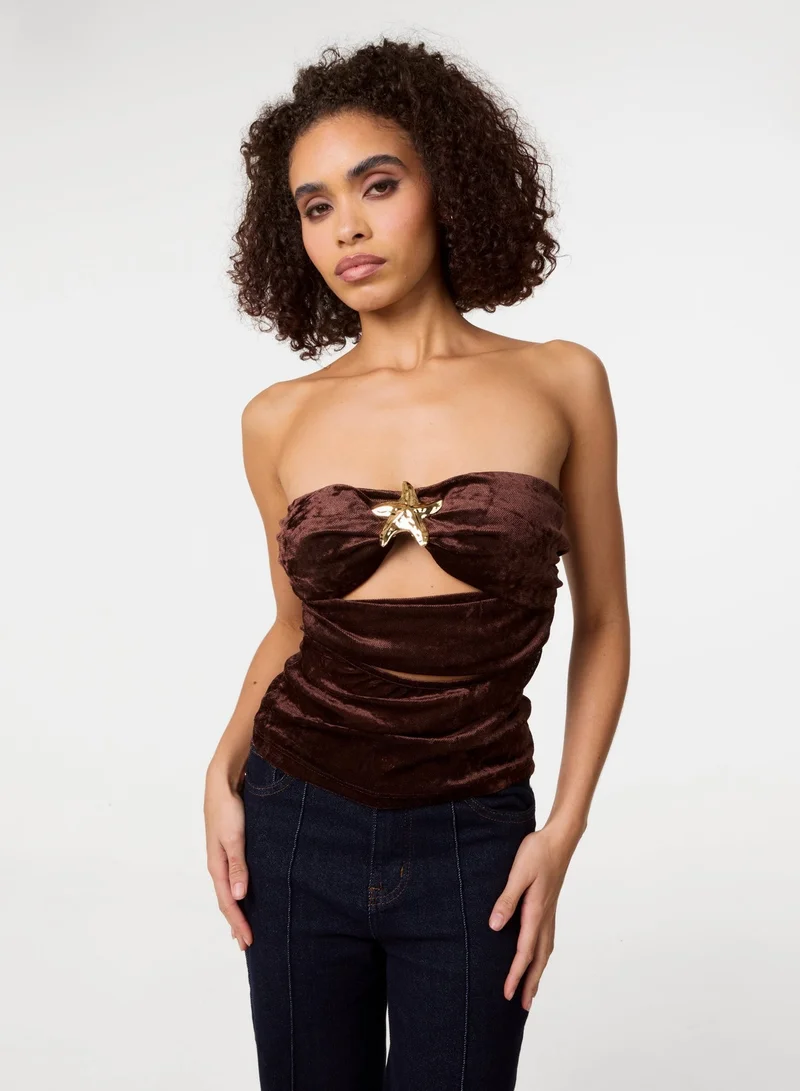 Pink Vanilla  Soft Shimmer Velvet Texture Bra Cup Top for Women | Best Price UAE