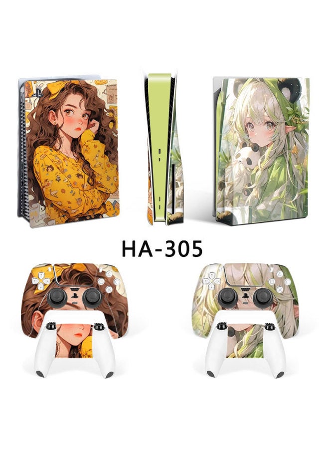 Loquat Suitable For Sony PS5 Optical Drive Digital Version Full Body Sticker Game Machine Film National Fashion Color Film Accessories-Color:HA-305 - Image 1