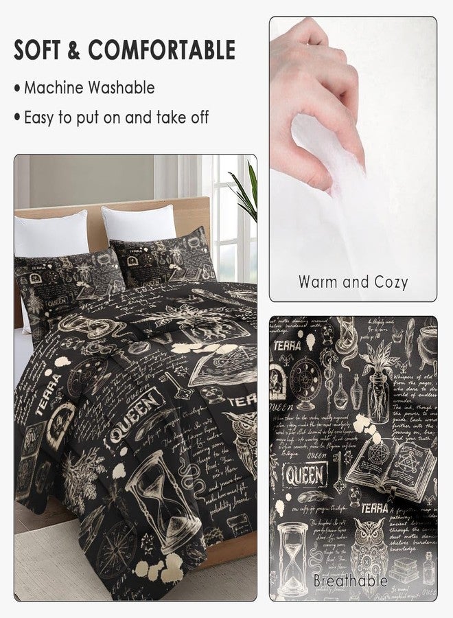 WeCozy طقم لحاف WeCozy بحجم كينج مع غطاءين للوسائد، بتصميم قوطي مستوحى من الخفافيش والكيمياء والعلوم والأكاديمية المظلمة والعصور الوسطى، مكون من 3 قطع، مناسب لغرف نوم البالغين. - Image 5