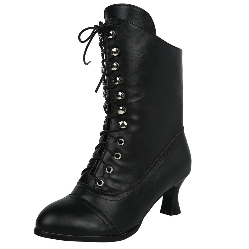 Autumn Strap Martin Boots High Heel Pointed Shoes Short Boots British Style Thin Heel Handsome Women'S Boots Single Boots Motorcycle Boots - Image 1