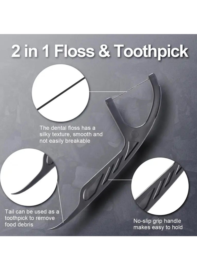 CleanWave - The Pure Effect 100-PCS, 2-in-1 Dental Floss Picks, Charcoal-Infused with Mint Flavour  - Image 3