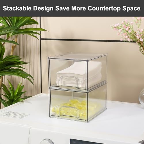 VOTLEVT Stackable Dryer Sheet Holder and Laundry Pods Container Set by VOTLEVT, Clear Dryer Sheet Dispenser and Laundry Pods Box Set, Dishwasher Pods Holder, Laundry Room Organization and Storage - Image 4