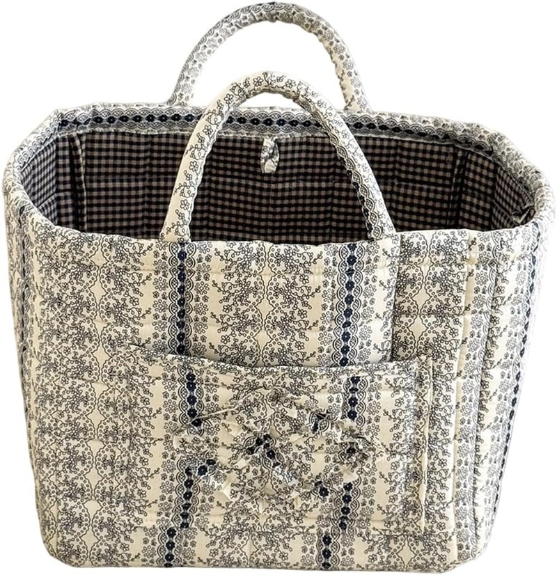 Quilted Cotton Laundry Hamper with Handle Foldable Design Dirty Clothes Basket for Home Use Portable Bin - Image 5