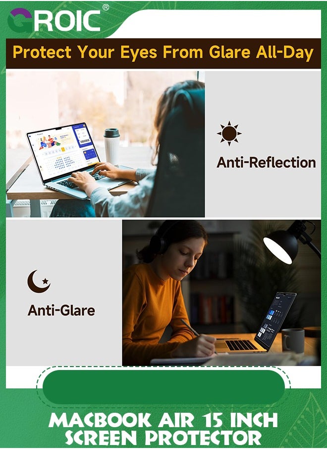 GROIC Compatible with 2023 MacBook Air 15 Inch Screen Protector, Eye Protection Anti Glare Film/Anti Scratch Matte Laptop Screen Protector for 15.3 Inch MacBook Air M2 Chip A2941  - Image 5
