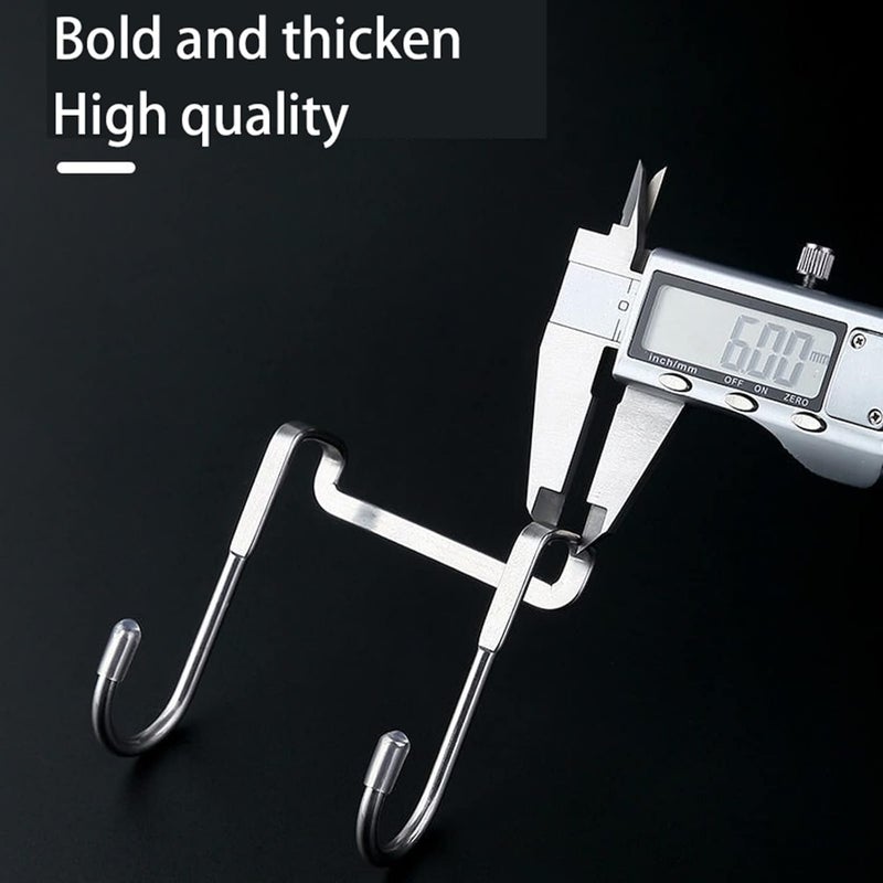 Boniry 4 Pcs Stainless Steel Double Door Hooks - Multi-Purpose Hangers for Kitchen, Bathroom, Living Room - No Drilling Needed - Image 5