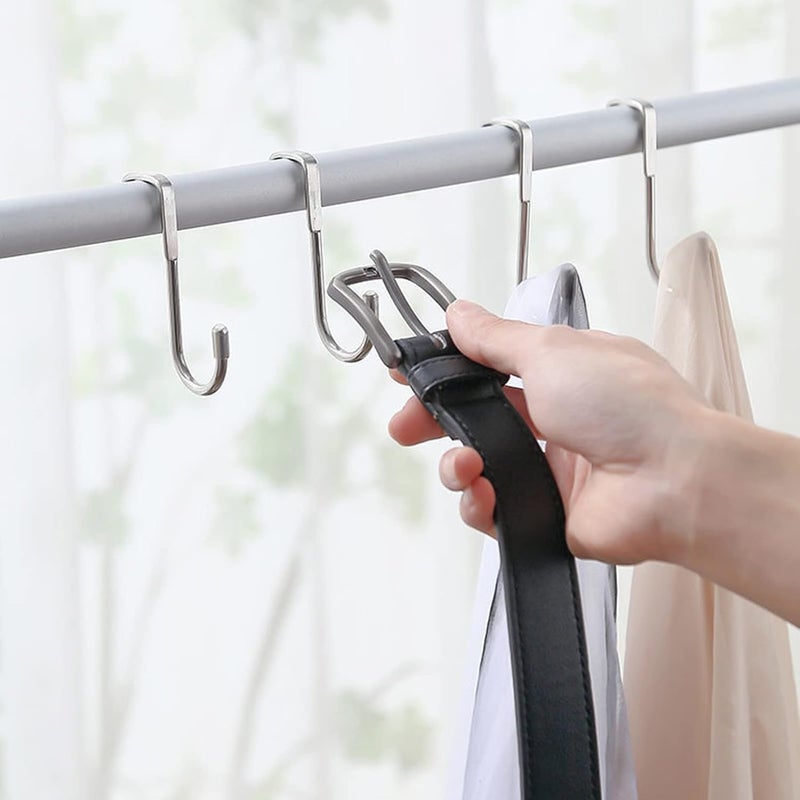 Boniry 4 Pcs Stainless Steel Double Door Hooks - Multi-Purpose Hangers for Kitchen, Bathroom, Living Room - No Drilling Needed - Image 4