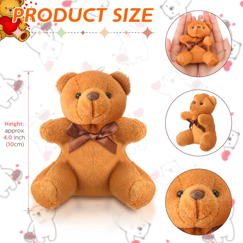 Skylety 16 Pcs Bear Stuffed Animal Mini 4 Inch Bear Bulk Keychain Gift for Wedding Baby Shower Birthday Party Favor(Simple Style) - Image 2