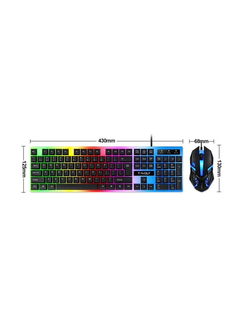 T-WOLF TF 230 USB Wired Mechanical Keyboard and Mouse , Black - Image 2