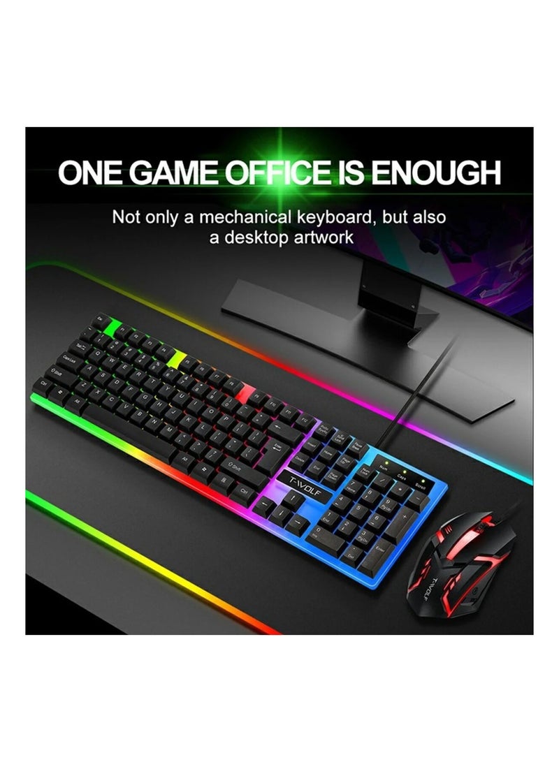 T-WOLF TF 230 USB Wired Mechanical Keyboard and Mouse , Black - Image 4