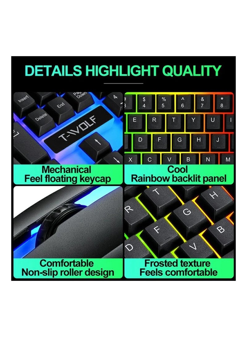 T-WOLF TF 230 USB Wired Mechanical Keyboard and Mouse , Black - Image 3