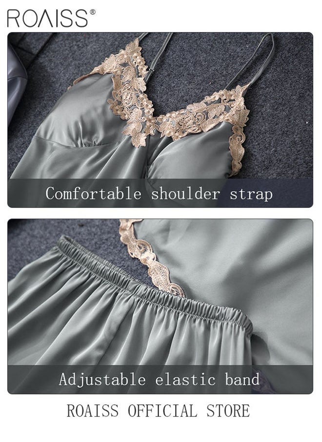 5-Pack Women's Pyjama Set Sling with Chest Pad Nightdress Sweet Sleepwear Home Wearing Clothes Suits Ladies Floral Printing Nightwear Lingerie Robe Underwear Shorts Summer Spring