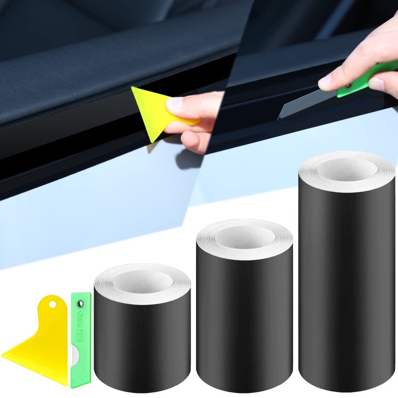 Marsui 3 Rolls 67 ft Matte Black Vinyl Wrap for Car Includes Matte Adhesive Vinyl Tape for Chrome Delete Window  Door Protection2 x 328Ft 28 x 164Ft 4 x 164Ft