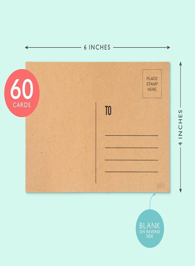 Sweetzer & Orange Blank Postcards for Mailing. 60 Kraft 4x6 Plain Message Sheets, Unwritten Mailable Sheet Set. Make Your Own Printable Notes. 300gsm Greeting Paper Cardstock, Bulk Papers Pack. - Image 2