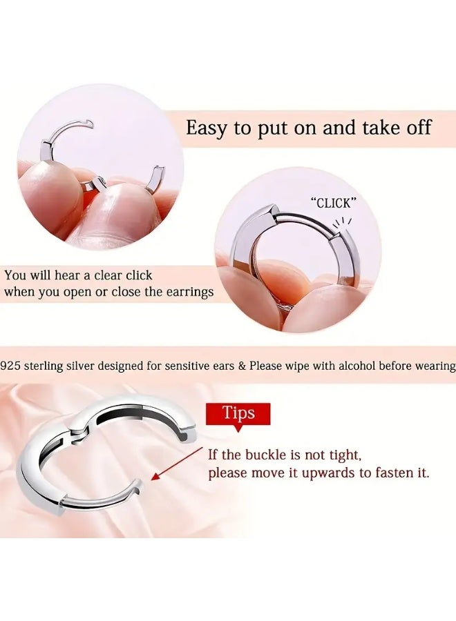 aeen S925 Sterling Silver Zircon Hoop Earrings – Elegant Minimalist Design, Luxurious Everyday & Occasion Jewelry for Women - Image 4