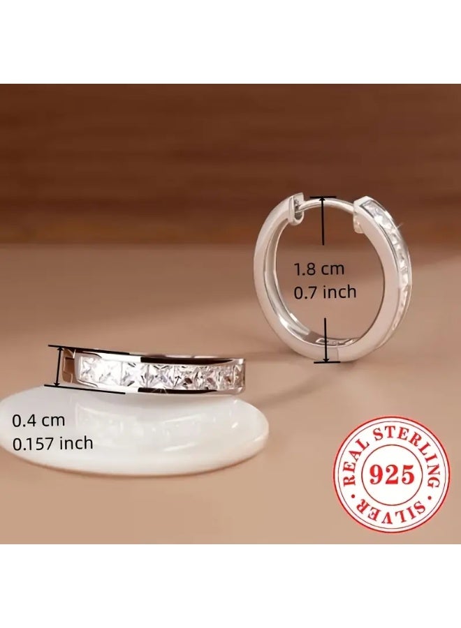 aeen S925 Sterling Silver Zircon Hoop Earrings – Elegant Minimalist Design, Luxurious Everyday & Occasion Jewelry for Women - Image 3