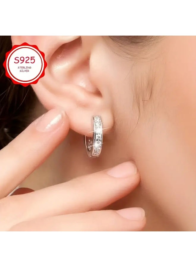 aeen S925 Sterling Silver Zircon Hoop Earrings – Elegant Minimalist Design, Luxurious Everyday & Occasion Jewelry for Women - Image 5