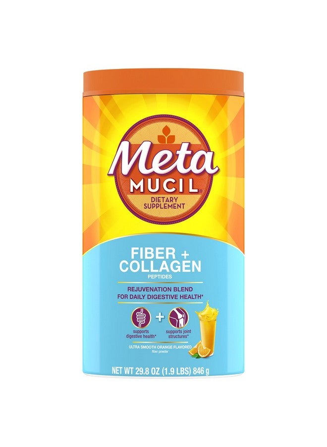 Metamucil مسحوق ألياف يومية + كولاجين من قشور السيليوم ألياف نباتية خالية من السكر مع ستيفيا 3 في 1 ألياف لصحة الجهاز الهضمي بنكهة البرتقال 90 جرعة (29.8 أونصة من مسحوق الألياف) - Image 1