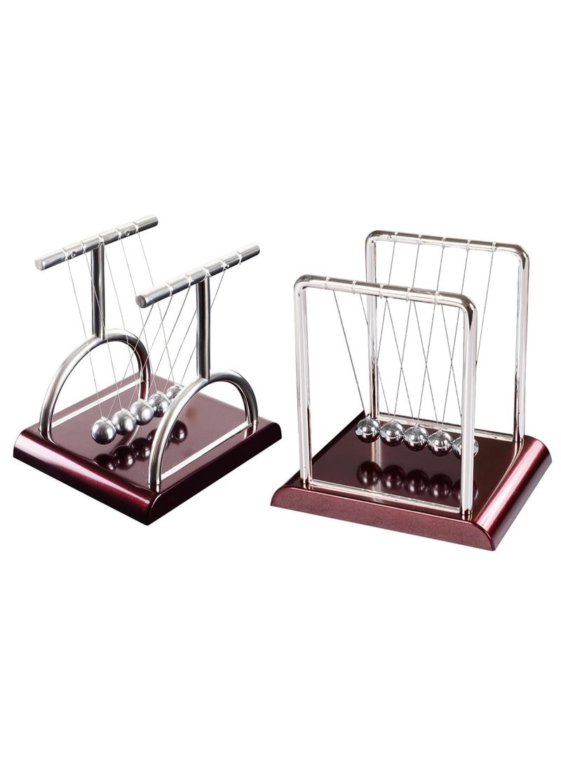 Rubik Newton Cradle Pendulum, 2 Pack Small T & Door Shaped Swing Balance Balls Motion Toys, Polished Base Decoration Figurine for Home Office Desk  - Image 1