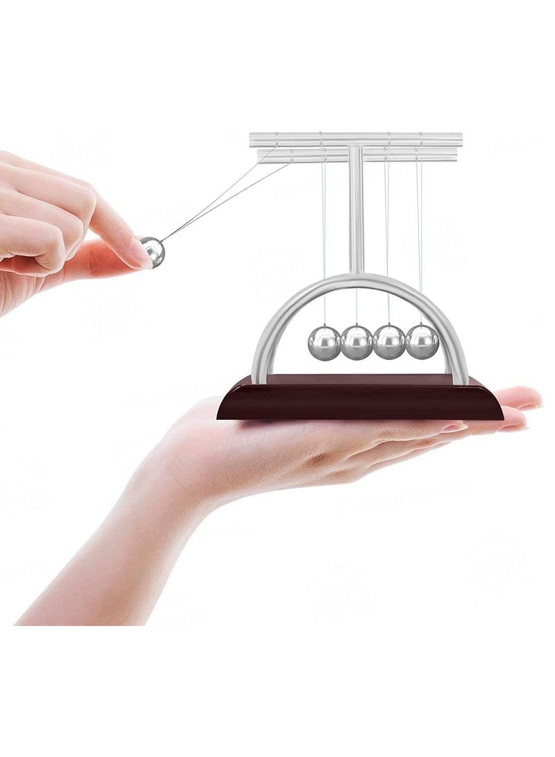 Rubik Newton Cradle Pendulum, 2 Pack Small T & Door Shaped Swing Balance Balls Motion Toys, Polished Base Decoration Figurine for Home Office Desk  - Image 2