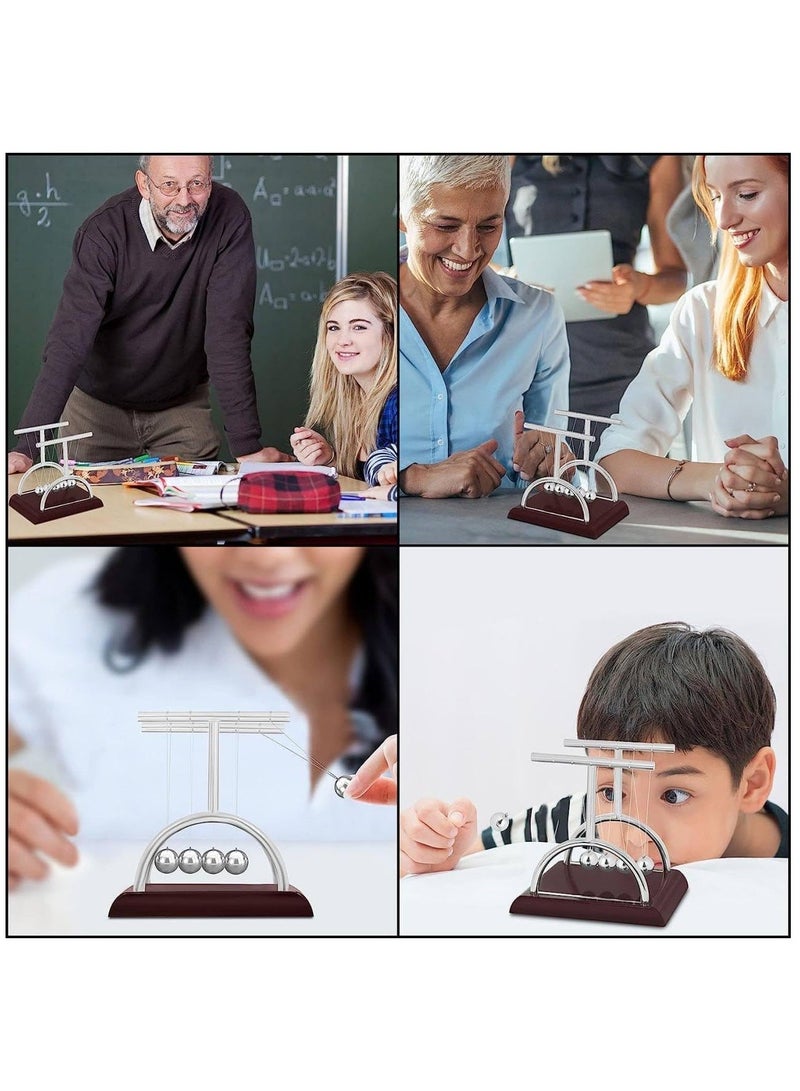 Rubik Newton Cradle Pendulum, 2 Pack Small T & Door Shaped Swing Balance Balls Motion Toys, Polished Base Decoration Figurine for Home Office Desk  - Image 3