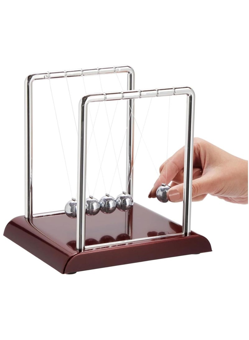Rubik Newton Cradle Pendulum, 2 Pack Small T & Door Shaped Swing Balance Balls Motion Toys, Polished Base Decoration Figurine for Home Office Desk  - Image 5