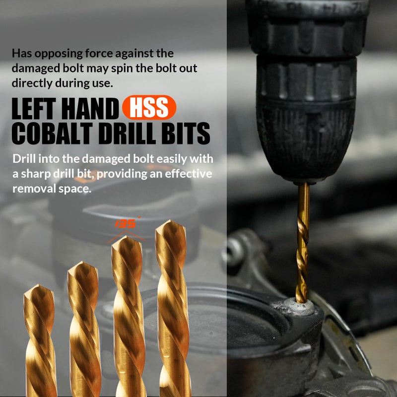 Coobeast 35 Pcs Screw Extractor and Left Hand Drill Bits Set, Easy Out Screw Extractor Kit with HSS Steel Reverse Drill Bit for Broken Nuts, Stripped Bolts Remove - Image 3