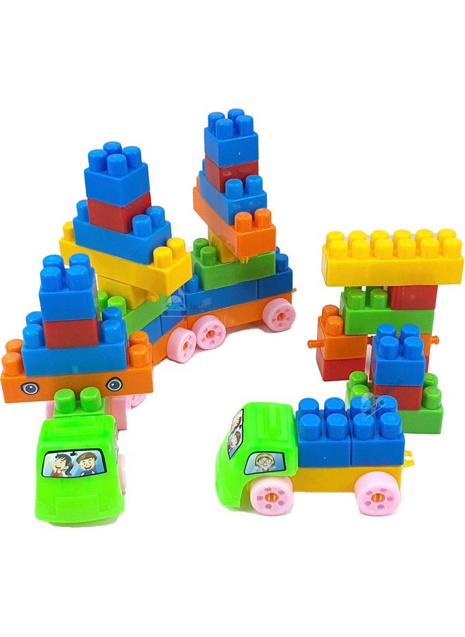 FunBlast FunBlast Building Blocks for Kids with Wheel, Train Shaped Building Block Toy, Best Gift Toy, Multicolor (Set of 40 Blocks with 16 Wheels)  - Image 1