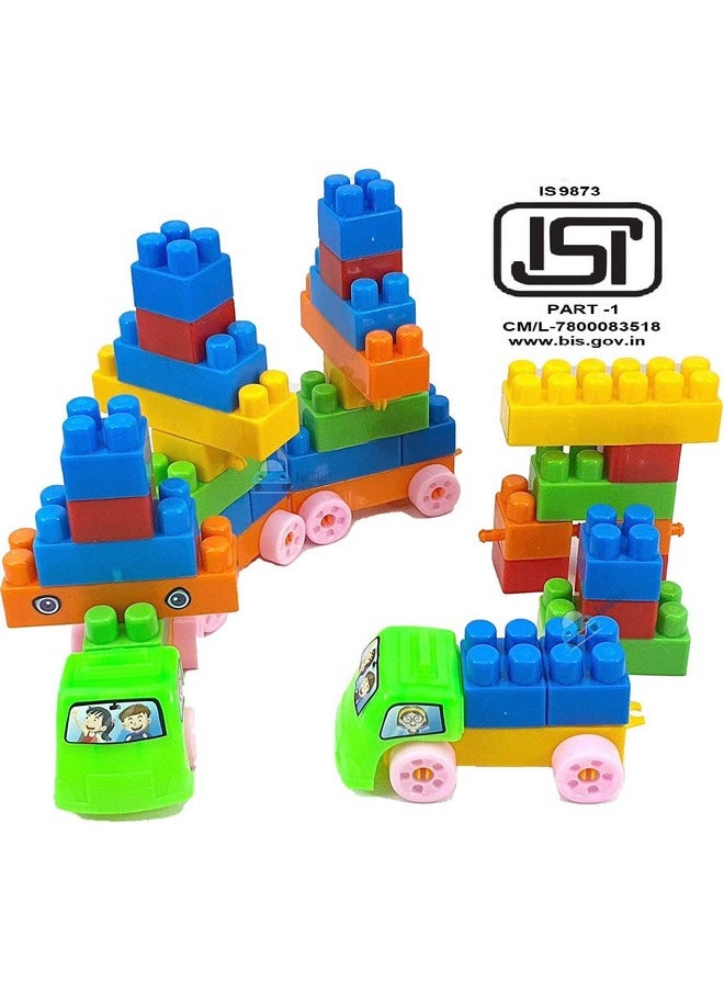 FunBlast FunBlast Building Blocks for Kids with Wheel, Train Shaped Building Block Toy, Best Gift Toy, Multicolor (Set of 40 Blocks with 16 Wheels)  - Image 2