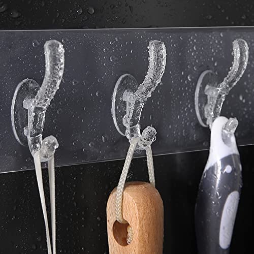 EBOFAB Multi-Purpose Adhesive Sticker, 3 Hook Towel Hanger for Kitchen, Bathroom, Transparent 3-Rail Non-Marking Strong Sticking Self Adhesive Hanger Hook - Image 1