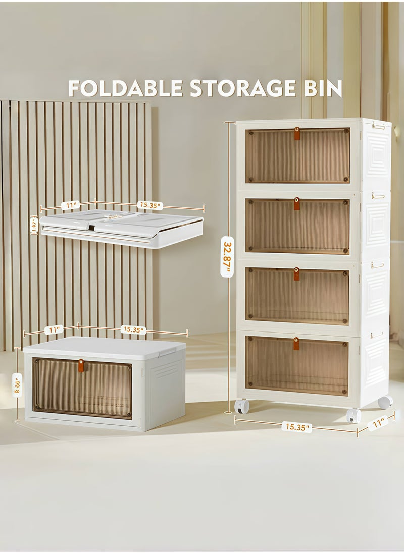 Lafulaifu 4 Tier Kitchen Organization Cabinet，Multi-Purpose Folding Storage Containers With Wheels And Doors  For Craft, Home, Pantry, Office, Bedroom  - Image 2