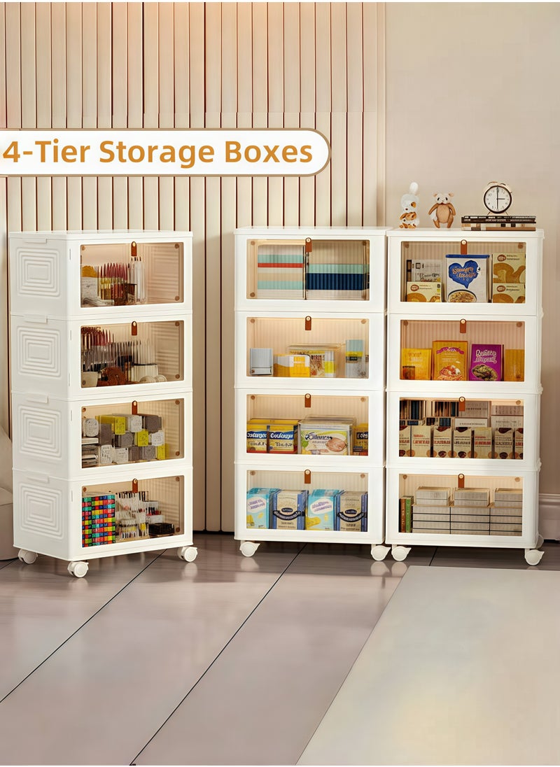 Lafulaifu 4 Tier Kitchen Organization Cabinet，Multi-Purpose Folding Storage Containers With Wheels And Doors  For Craft, Home, Pantry, Office, Bedroom  - Image 3