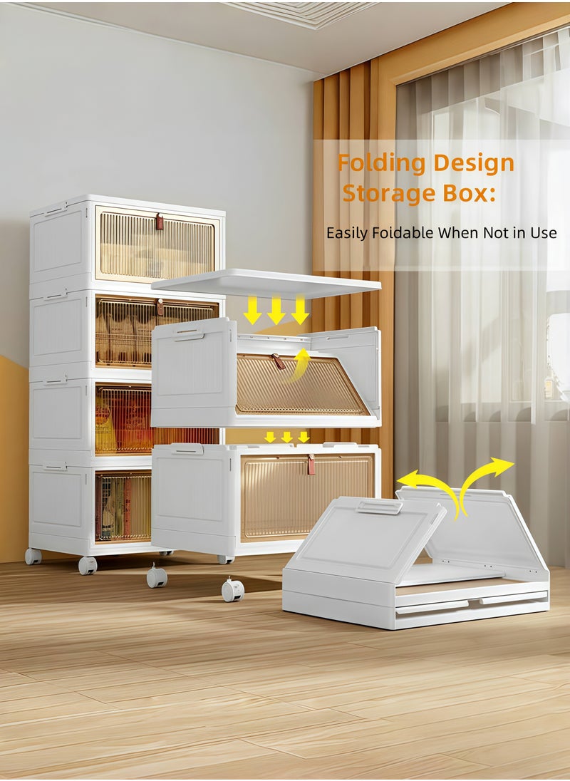 Lafulaifu 4 Tier Kitchen Organization Cabinet，Multi-Purpose Folding Storage Containers With Wheels And Doors  For Craft, Home, Pantry, Office, Bedroom  - Image 4