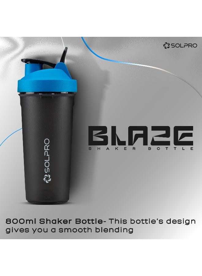 SOLPRO Blaze Shaker Bottle | 850mL | Leak-Proof and Mess-Free | Non-Slip Grip | Ideal for Protein Shakes, Smoothies, Pre Workout and More | BPA Free (Blue) - Image 2