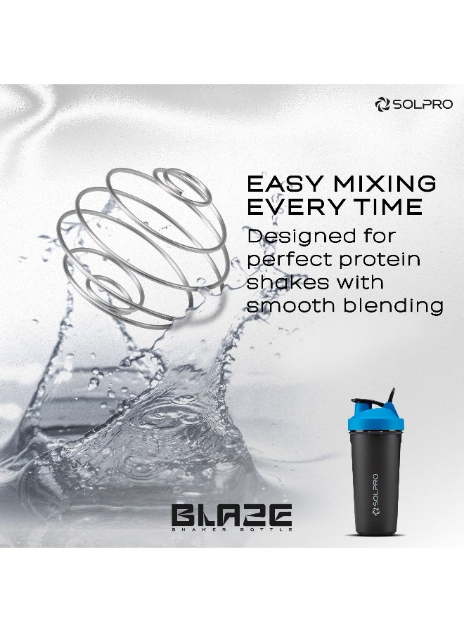 SOLPRO Blaze Shaker Bottle | 850mL | Leak-Proof and Mess-Free | Non-Slip Grip | Ideal for Protein Shakes, Smoothies, Pre Workout and More | BPA Free (Blue) - Image 4