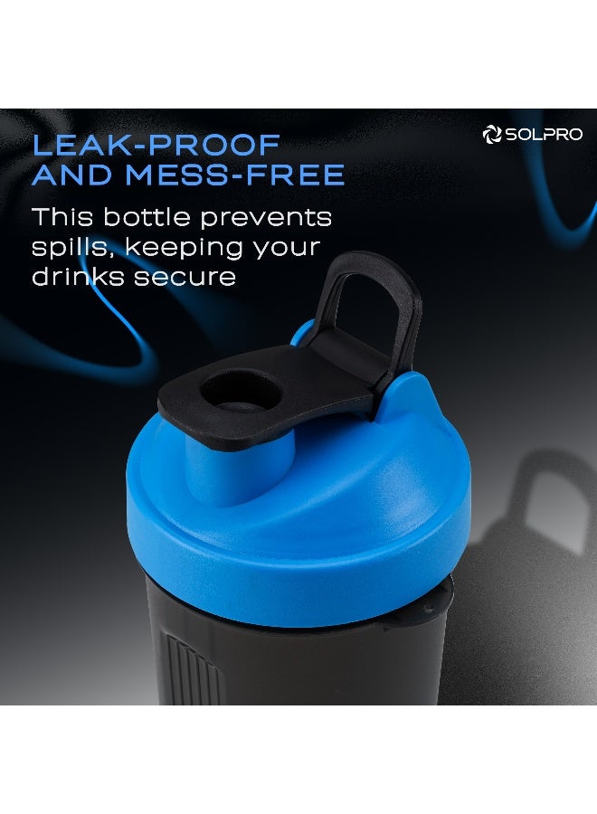 SOLPRO Blaze Shaker Bottle | 850mL | Leak-Proof and Mess-Free | Non-Slip Grip | Ideal for Protein Shakes, Smoothies, Pre Workout and More | BPA Free (Blue) - Image 5