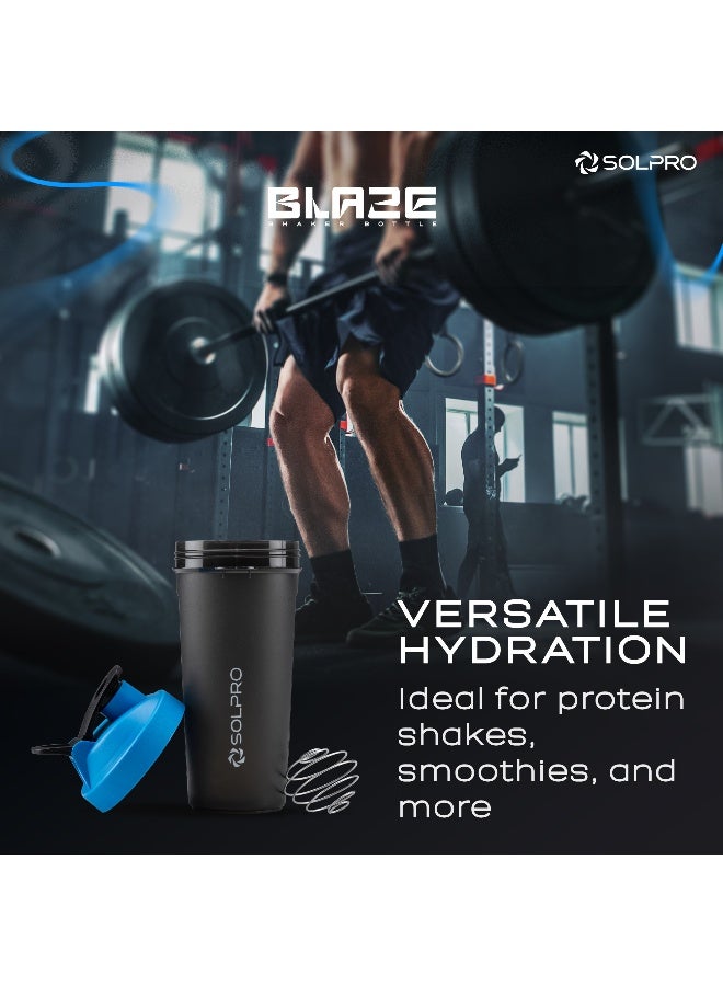 SOLPRO Blaze Shaker Bottle | 850mL | Leak-Proof and Mess-Free | Non-Slip Grip | Ideal for Protein Shakes, Smoothies, Pre Workout and More | BPA Free (Blue) - Image 3