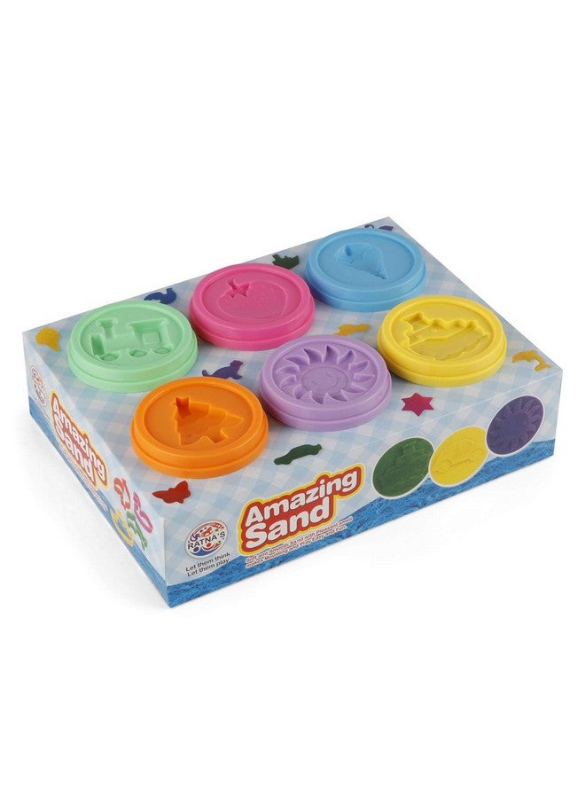 راتاناز رمال راتنا المذهلة متعددة الألوان - عبوة من 6 قطع بألوان مختلفة مع قوالب للأطفال - Image 1