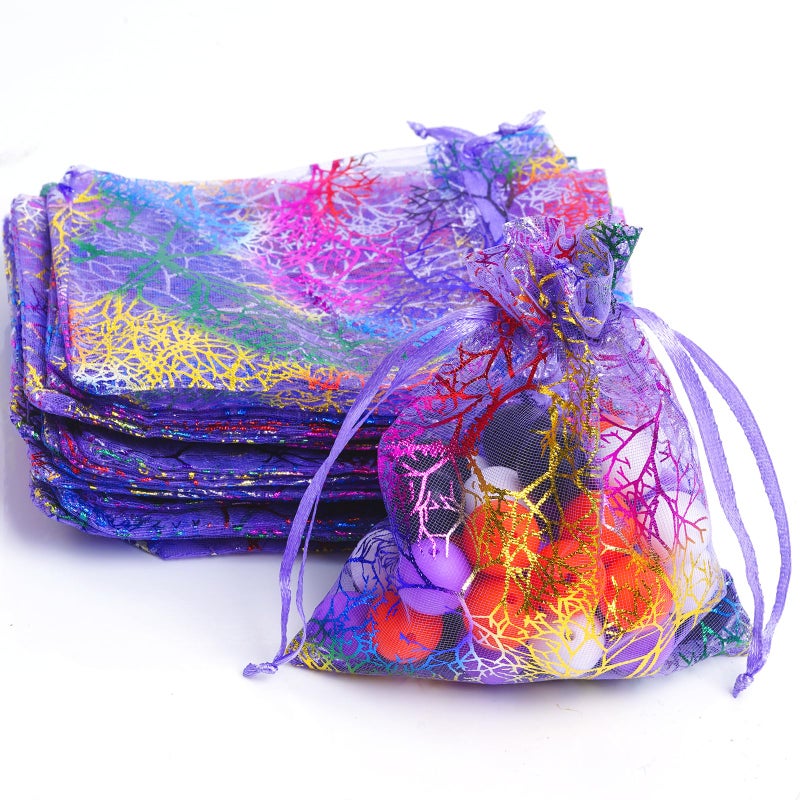 Marrywindix 100pcs Organza Drawstring Pouches Jewelry bags, Candy Pouch Chocorate Pouch Party Wedding Favor Gift Bag (Colorful) - Image 4
