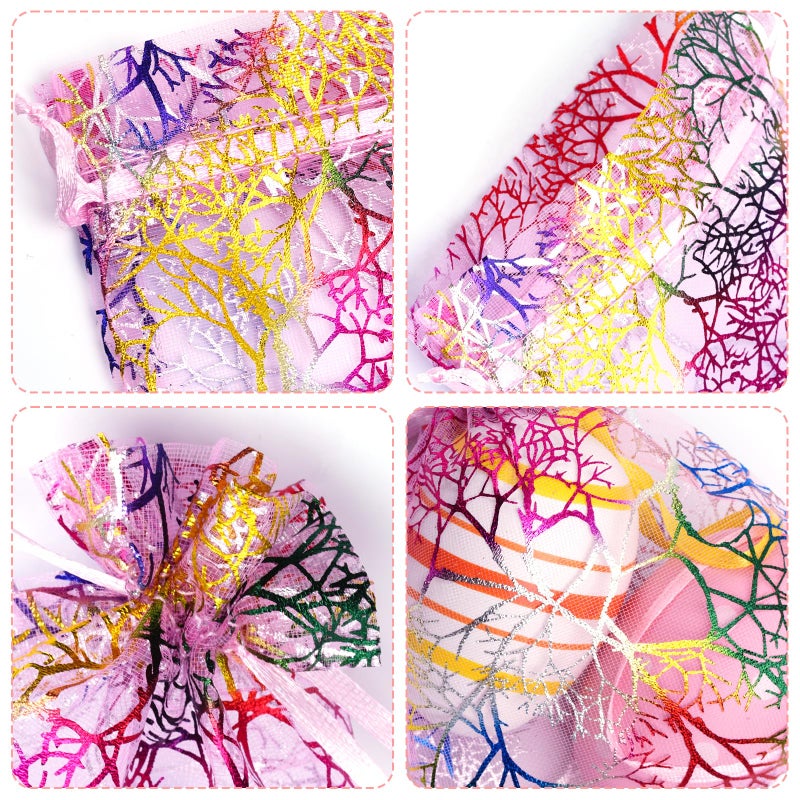 Marrywindix 100pcs Organza Drawstring Pouches Jewelry bags, Candy Pouch Chocorate Pouch Party Wedding Favor Gift Bag (Colorful) - Image 3