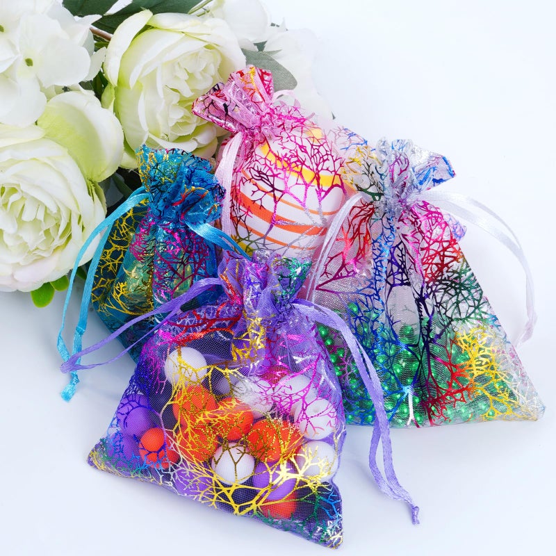 Marrywindix 100pcs Organza Drawstring Pouches Jewelry bags, Candy Pouch Chocorate Pouch Party Wedding Favor Gift Bag (Colorful) - Image 5