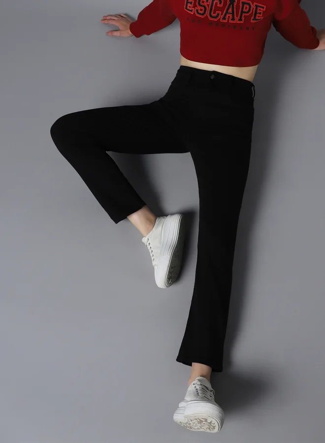 HIGH STAR High Rise Solid Regular Fit Jeans