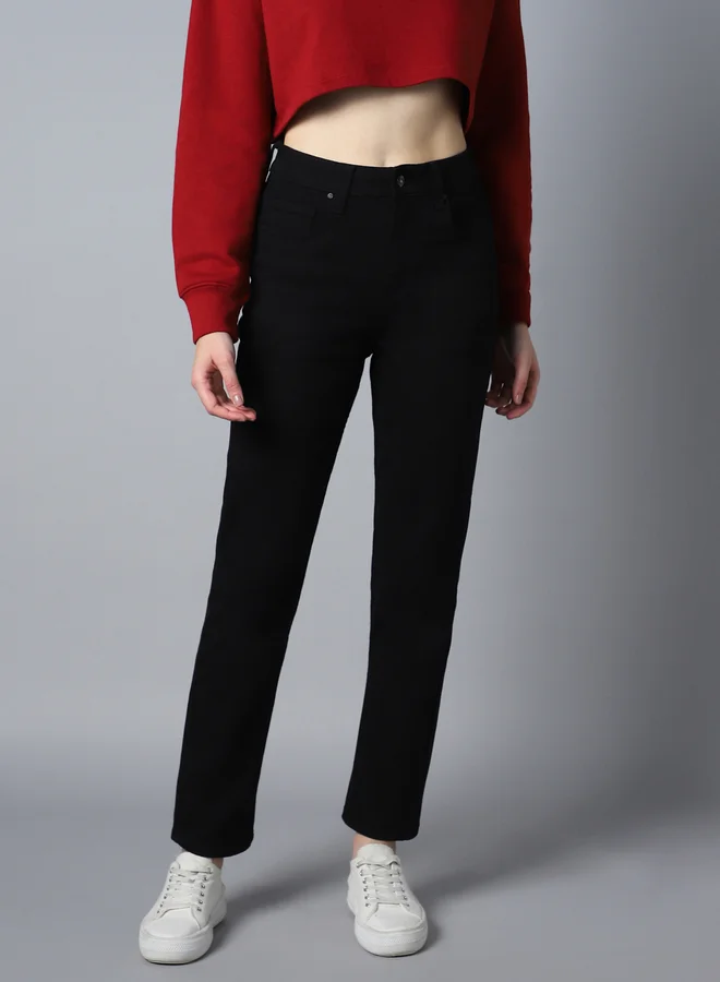 HIGH STAR High Rise Solid Regular Fit Jeans