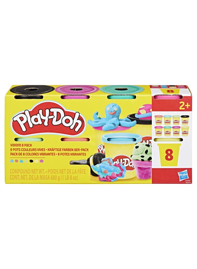 Play-Doh 8 Pack Vibrant Colors, 3 Ounce Cans of Modeling Compound, Kids Arts & Crafts, Preschool Toys for Girls & Boys 2+ - Image 2