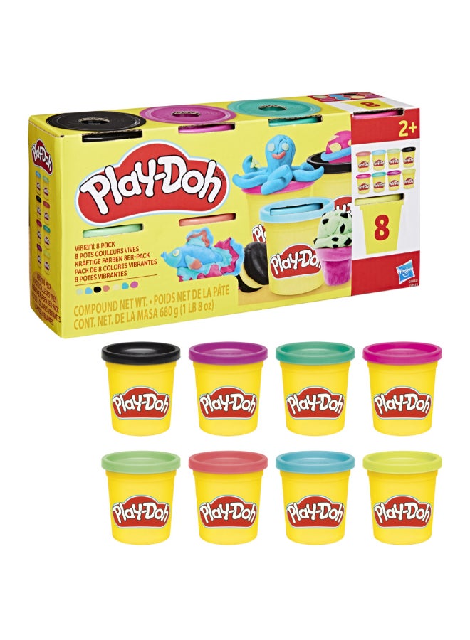 Play-Doh 8 Pack Vibrant Colors, 3 Ounce Cans of Modeling Compound, Kids Arts & Crafts, Preschool Toys for Girls & Boys 2+ - Image 1
