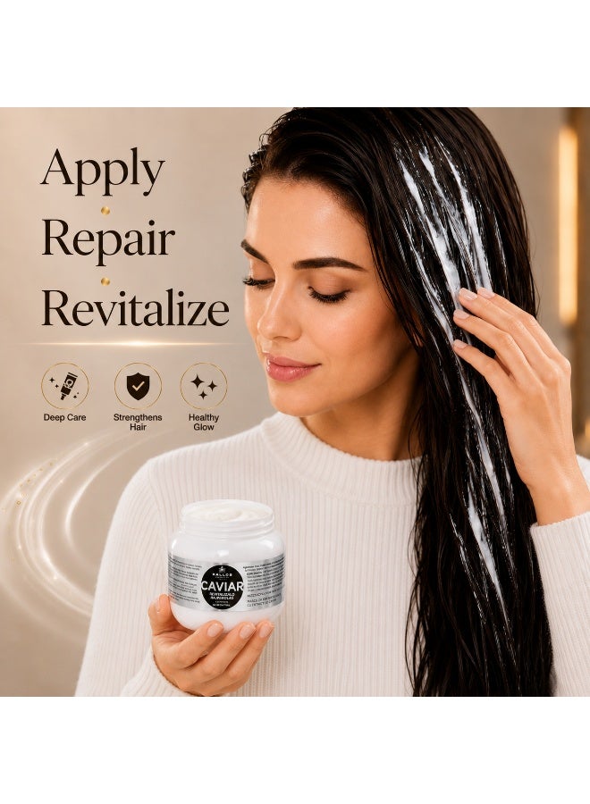 Kallos Caviar Restorative Hair Mask with Caviar Extract 275ml , Deep Repair & Revitalizing Treatment for Dry and Damaged Hair, Professional Salon Hair Care Mask, - Image 4