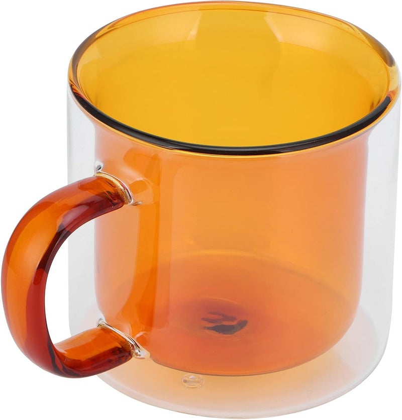 ZJchao Elegant Double-Walled Glass – 250ml Transparent Cylindrical Cup for, Sparkling & Hot Beverages, Polished, Modern Yellow Accent - Image 1