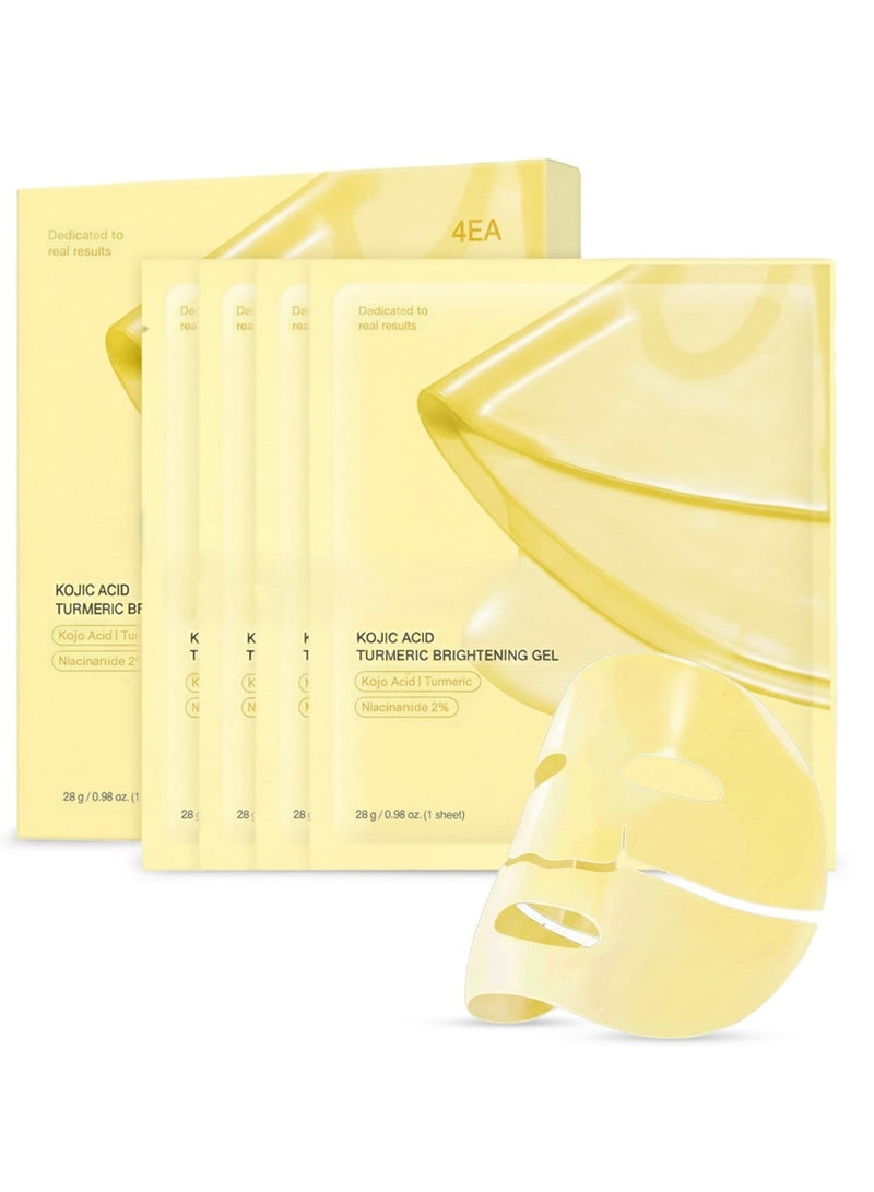 أريكسا قناع جل ذهبي لتفتيح البشرة بحمض الكوجيك والكركم | قناع ليلي للوجه لبشرة متألقة كزجاج - مرونة، ترطيب، شد، وتغذية | عناية بالبشرة كورية، 28 غرام × 4 قطع - Image 1