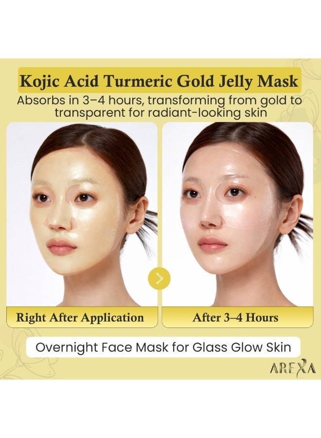 أريكسا قناع جل ذهبي لتفتيح البشرة بحمض الكوجيك والكركم | قناع ليلي للوجه لبشرة متألقة كزجاج - مرونة، ترطيب، شد، وتغذية | عناية بالبشرة كورية، 28 غرام × 4 قطع - Image 2