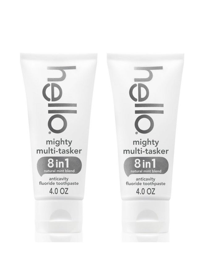 Hello hello Mighty Multitasker Fluoride Toothpaste, 8-in-1 Toothpaste with Minty Flavor, Anticavity, Antigingivitis, Antisensitivity, Strengthens Enamel and Whitens, 2 Pack, 4.0 Oz Tubes  - Image 1
