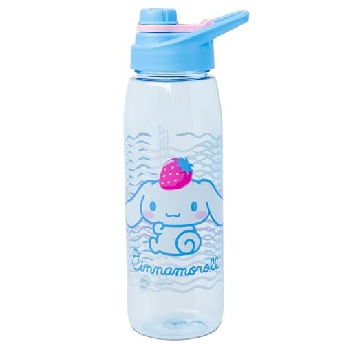 Silver Buffalo Sanrio Hello Kitty and Friends Cinnamoroll with Strawberry Water Bottle with ScrewOn Lid 28 Ounces
